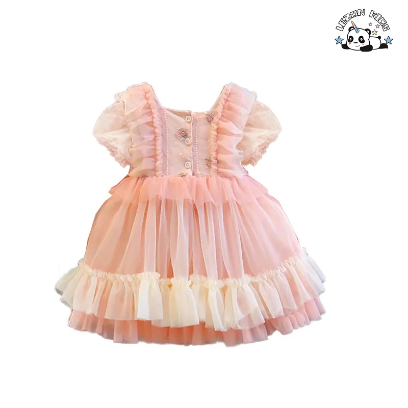 LEZONKIDS - Vestido de princesa de tule fofo personalizável de verão Lolita para meninas com baixo MOQ para crianças de 2 a 14 anos